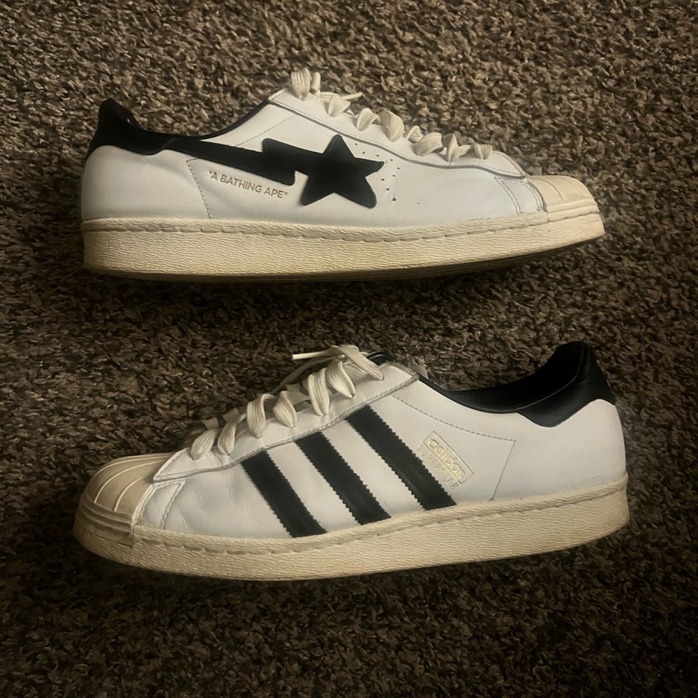 Bape adida superstars white size 11